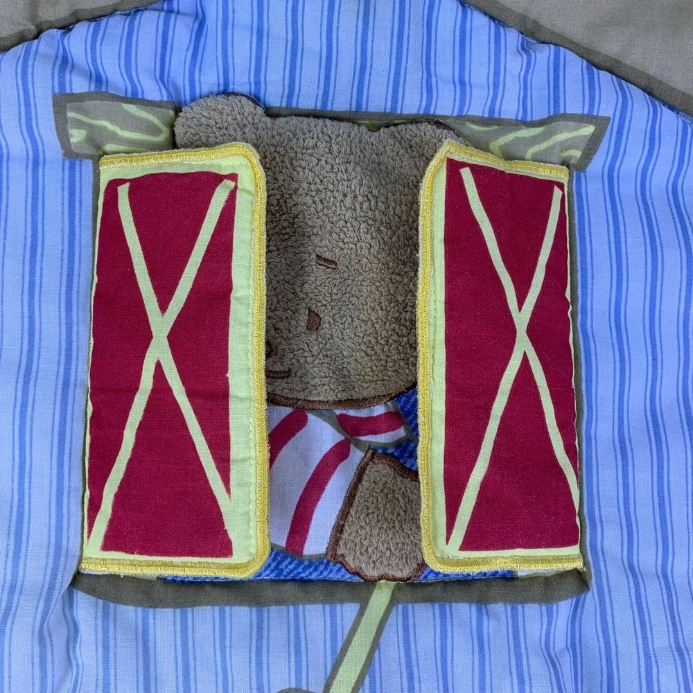 VTG Little Tikes Little Bears‎ Farm Crib Quilt & Pillow Barn Cow Sheep Dog Chick